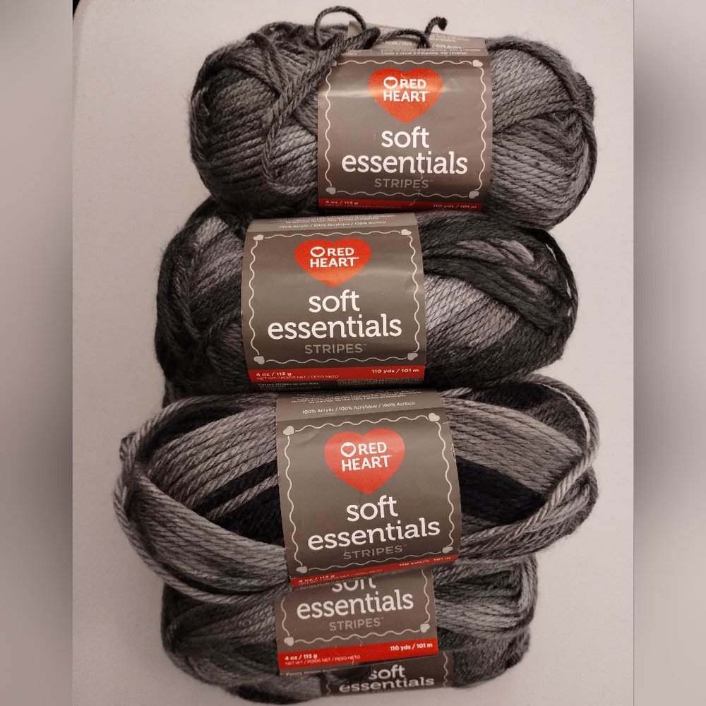 12 Brand New Red Heart Soft Essentials Stripes Yarn Pack